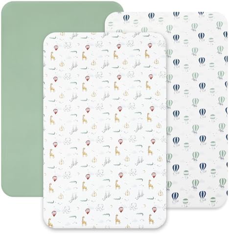david's kids 3 Pack Mini Crib Sheets, Soft Breathable Premium Pack N Play Sheets by davidskids