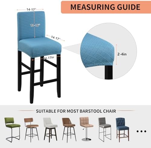 Fuloon Waterproof Barstool Covers Chair Slipcovers, Lake Blue, 4 Pack - Image 3