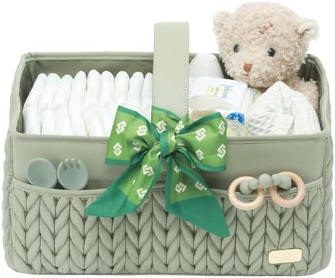 Luxurious Baby Diaper Caddy, Nursery Storage Basket by LUKJOJO