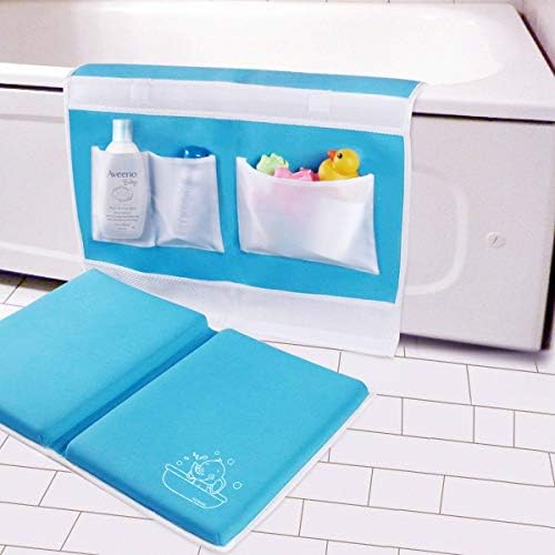 Bath Kneeler with Elbow Rest Bathtub 1.5" Thick Kneeler Mat with Toy Organizer by GameXcel