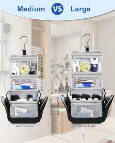 Relavel Hanging Toiletry Bag for Men, Large Travel Bag for Women - Image 4