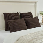 FUTEI Pack of 2 Faux Fur Throw Pillow Covers 12x20 Inch, Dark Coffee - Image 5