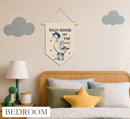 KDHTY Western Cowboy Goose Nursery Canvas Hanging Pennant Flag Banner, Goose - Image 2