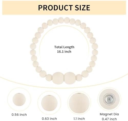 KLOGTSIND Magnetic Curtain Tiebacks, 2 Pack Wood Bead Curtain Holdbacks - Image 3