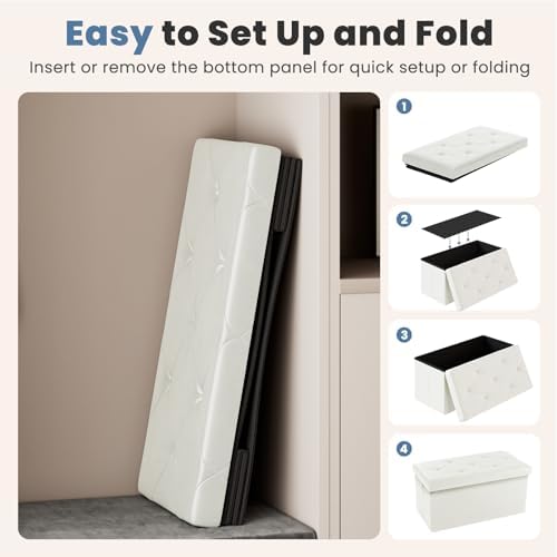 DUMOS 30 Inch Folding Storage Ottoman Bench, Hidden Ottoman - Image 5