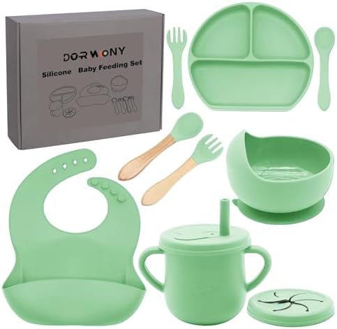 100% Silicone baby feeding set, BPA free Baby dishes set by Dormlony