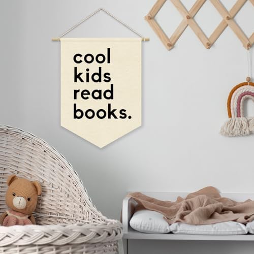 Reading Corner Decor for Classroom Nursery, Cool Kids Read Books Canvas Banner - Image 4