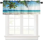 Vandarllin Valance Curtains for Kitchen Window, Palms Tree Ocean Tropical Sea by VandarllinHomeKitchenDecor