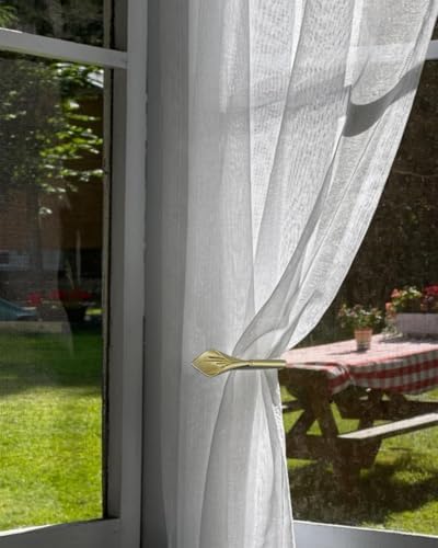 Gold Curtain Holdbacks 2 Pack, Calla Lily Metal Tiebacks Wall Mounted - Image 3