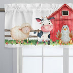 Unisex Farm Animals Cow Chicken Horse Nursery Short Curtain Valance - Image 2