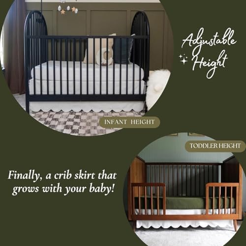 100% Microfiber Scalloped Mini Crib Skirt 24"x 38" - Image 4