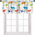 Dinosaur Kids Valance Curtains, Cartoon Colorful Dino Blackout Window Drapes by Unknown