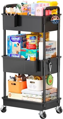 SUNALLY Baby Diaper Caddy Cart, 3 Tier Rolling Diaper Cart by SUNALLY