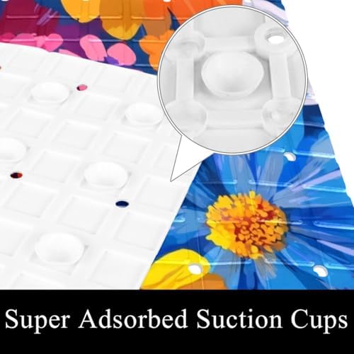 Shower Mat Non Slip 26.8 x 15.1 Inches, Colorful Daisies Bathtub Mat Shower - Image 3