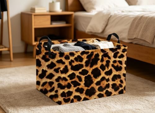 Rectangle Kids Baskets Leopard print Basket Cute Storage Bin Fish Box - Image 4
