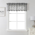 Lecloud Leia Charcoal Grey Sheer Curtains 16 Inch Length 2 Pcs, Jacquard Leaf by Lecloud
