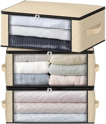 HomeHacks 3-Pack Clothes Organizer Storage Bags, 35L Storage Bins by HomeHacks