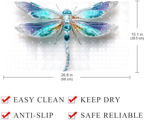 Shower Mat Non Slip, Dragonfly Gemstone Anti Slip Bath Mat - Image 4