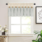 ASPMIZ Cotton Linen Kitchen Valance Curtains, Boho Rustic Button Linen Valances - Image 6