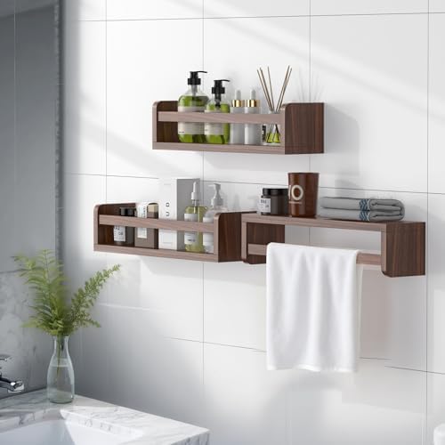 Floating Wall Nursery Book Shelves, 16.5 Inch, Walnut Color - Image 5