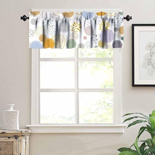 Colorful Circles Kids Valance Curtain, Modern Polka Dot Firework Boho Abstract - Image 2