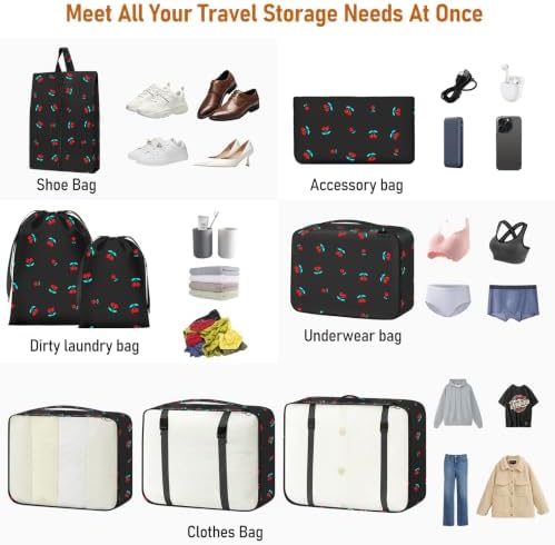 Packing Cubes for Travel 8 Set Luggage Organizer Bags Black Cherry - Image 5