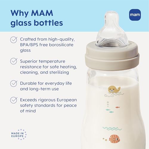 MAM 9oz Pure Glass Feel Good Anti-Colic 2+ Months Baby Bottle, 1 Pk - Image 5