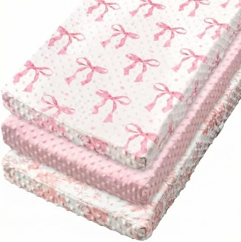 Smoothnovelty 3 Pcs Pink Bow Baby Changing Pad Covers, Changing Table Cover by SmoothNovelty