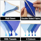 G2PLUS Cotton Fabric Bunting Banner, 9Ft Blue Triangle Pennant Banner Flag - Image 3