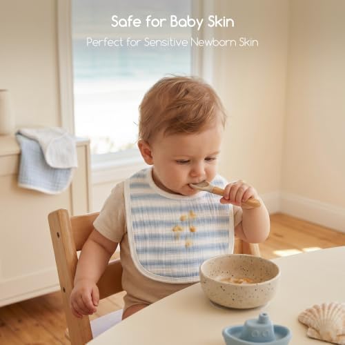 6-Pack Muslin Baby Bibs for Drooling & Teething, Absorbent Bib - Image 3