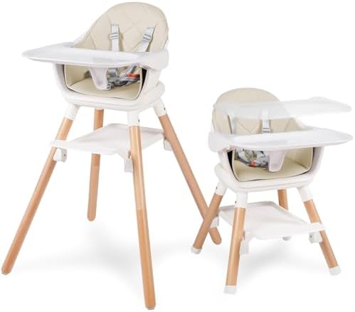 6 in 1 Baby High Chair, Convertible Wooden High Chairs by RICUTON