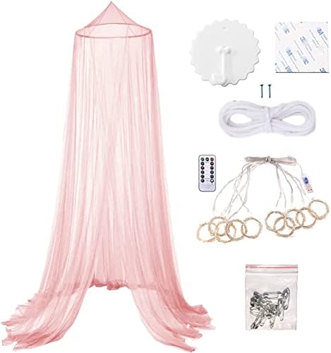 Bed Canopy Mosquito Net with 250pcs Warm White Curtain Lights, - Image 3