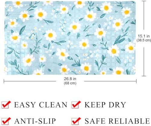 Bathtub Mat Non Slip 26.8x15.1In, Mini Daisies Bath Mat - Image 4