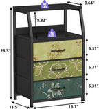 Furnulem Retro NightStand with 3 Drawer, Small Vintage Storage Dresser - Image 3