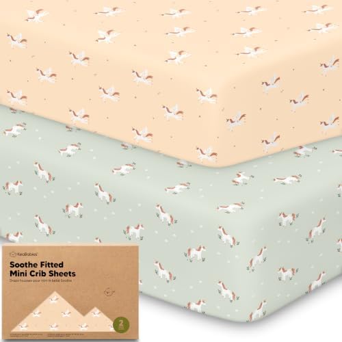 2pk Mini Crib Sheets Fitted 38x26 Pack N Play Mattress Sheet by KeaBabies