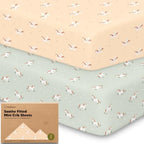 2pk Mini Crib Sheets Fitted 38x26 Pack N Play Mattress Sheet by KeaBabies