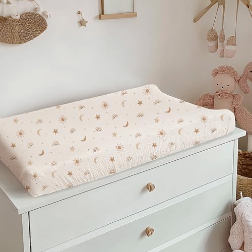 Konssy 100% Cotton Muslin Changing Pad Cover 2 Pack - Image 5