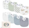 Konssy 8-Pack Muslin Baby Bibs, Adjustable Fit by Konssy