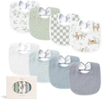Konssy 8-Pack Muslin Baby Bibs, Adjustable Fit by Konssy