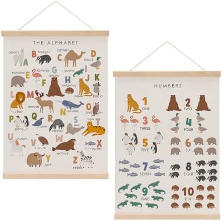 XFN Cute Animal Number Chart Alphabet Poster Hanger, ABC Chart Wall Decor by Unknown