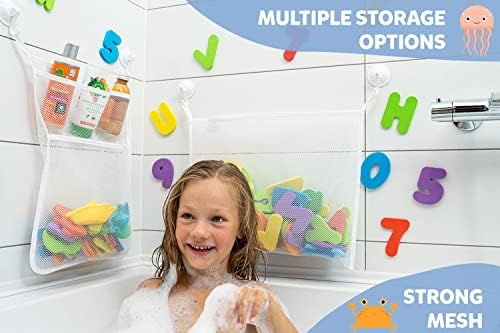 2 x Mesh Bath Toy Organizer + 8 Ultra Strong Hooks – The Perfect Bathtub Toy - Image 4