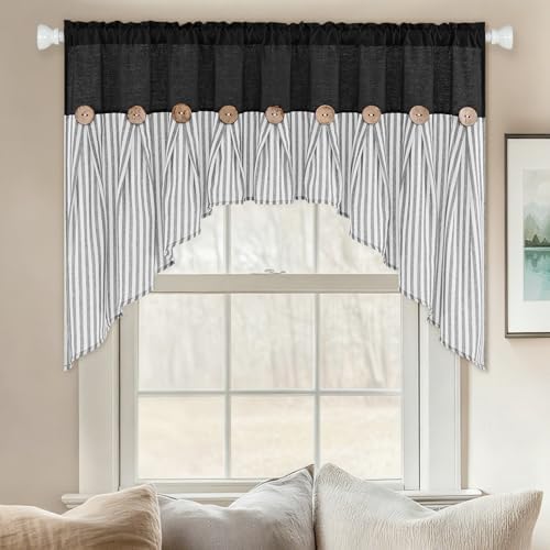 ASPMIZ Farmhouse Cotton Linen Swag Valances - Image 3