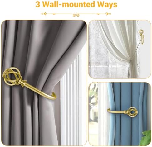 USFOOK Gold Curtain Holdbacks, Decorative Drapery Tiebacks, 2 Pack/1 Pair - Image 3