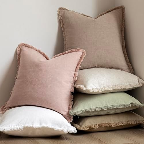 Foindtower Decorative Linen Fringe Throw Pillow Covers Cozy Boho Farmhouse - Image 6