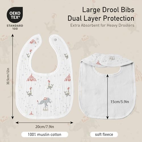 Muslin Bibs for Baby Boy, Adjustable Fit for Drooling and Teething Toddler - Image 4
