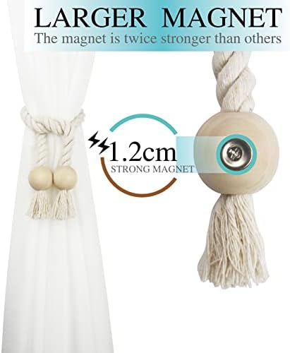 6 Pack Magnetic Curtain Tiebacks Cotton Hand Woven Tie Back Decorative Rope - Image 4
