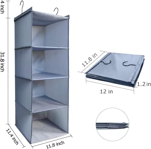 Hanging Closet Organizer 4-Shelf, Oxford Fabric Wardrobe Storage - Image 3