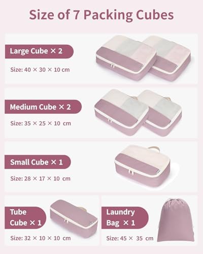 Narwey 7 Set Packing Cubes for Travel Carry on Suitcase, Luggage Organizer Bags - Image 3