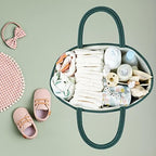 XUANGUO Large Cotton Rope Baby Diaper Caddy Organizer Basket Dark Green - Image 6