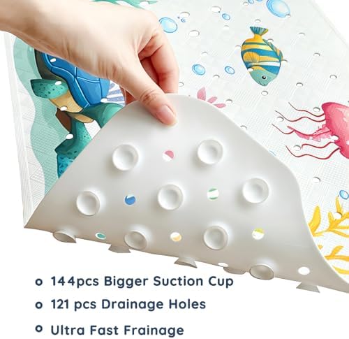 LNOND Bath Mat for Tub for Kids, Toddler Bathtub mat Non Slip, Sea Mermaids - Image 5